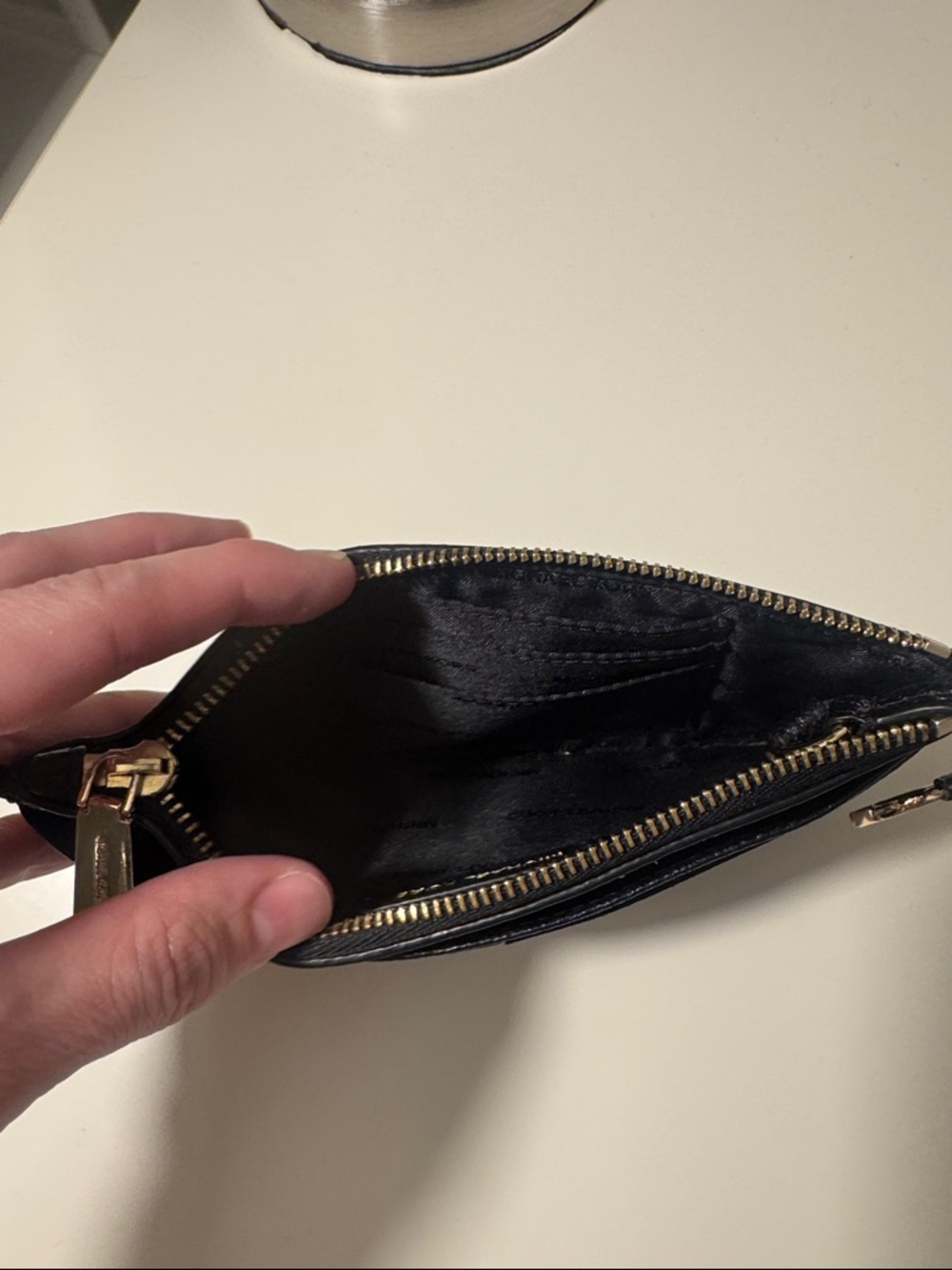 Michael Kors Black Pebbled Leather Zip Card Wallet with Gold Hardware - Picture 5 of 7